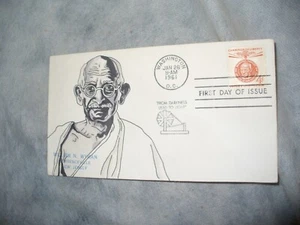 FDC Ersttagsbrief Mahatma Gandhi 1961 Washington D.C. Zusatzgütesiegel - Bild 1 von 2