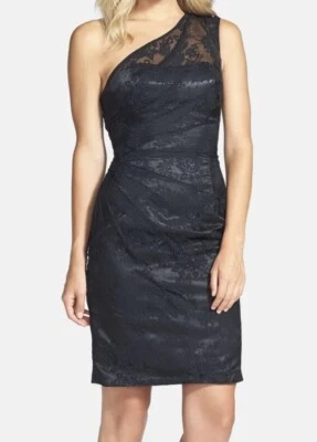 ML Monique Lhuillier Pleated One-Shoulder Lace Dress ( Size 2) Foto 1 de 4