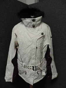 Spyder ladies Belted Ski Jacket White UK 16 RRP £399 ** SAMPLE **LN132 HH 03 - Picture 1 of 8