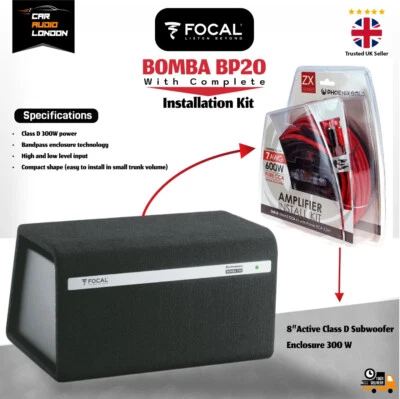 Focal BOMBA BP20 8" Active Subwoofer Enclosure 300W Class D Sub & Amp with KIT - Image 1 of 4