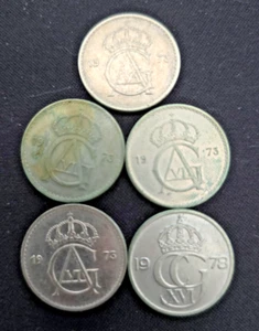 SWEDEN SWEDISH 1973, 1978, 1979 CIRCULATED OLD VINTAGE 25 and 50 ORE  COIN - Picture 1 of 4