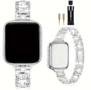New ~ Luxury Bling Diamond-set Metal Strap For Apple Watch ~ Fits 38 To 41mm - Picture 1 of 2
