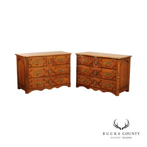 Don Ruseau Custom French Style Pair of Walnut Chests of Drawers Cover