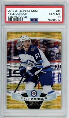 2019-20 OPC Platinum Kyle Connor Seismic Gold /50 #37 PSA 10 Gem Mint - Image 1 of 2
