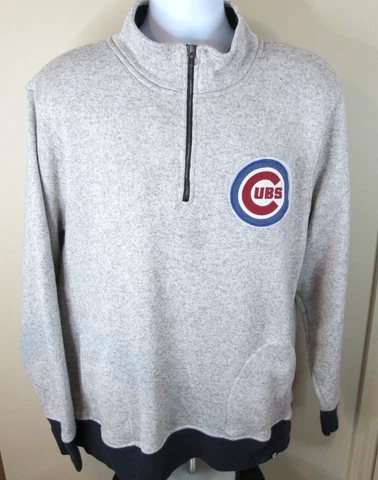 47 Brand Men's XXL Chicago Cubs 1/4 Zip Gray Pullover Sweater Sweatshirt Cover