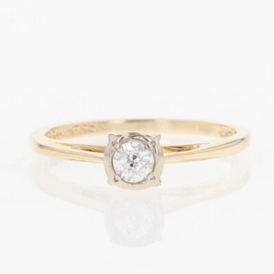 .15ct Diamond Solitaire Bezel-Set Engagement Ring 14k Multi-Tone Gold Size 5 - Image 1 of 4