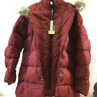 Creatmo US Womens Burgundy Removable Hood Fur Trim Quilted Puffer Jacket Size XL