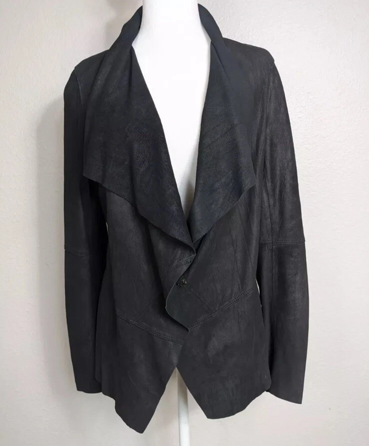 $784 Revolve LA FEE VERTE DRAPEADO FRONTAL PAPEL CUERO CHAQUETA Blazer Negro Talla M N16 Foto 1 de 4