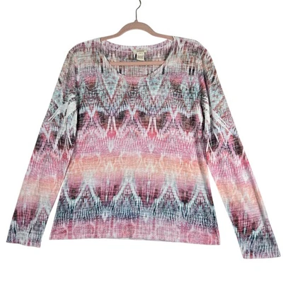 Top tejido Sundance para mujer grande multicolor manga larga estampado boho hecho en EE. UU. Foto 1 de 4