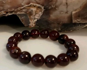 7.5" 12 MM UNISEX BEAUTIFUL CHERRY RED GENUINE BALTIC AMBER STRETCH BRACELET - Picture 1 of 5