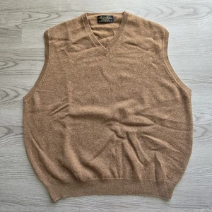 Vintage Brooks Brothers 100% Lambswool Sweater Vest Men's XL Light Tan Camel - Picture 1 of 5