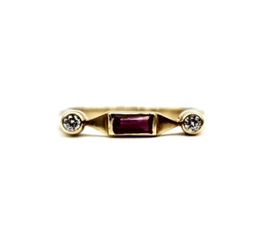 585 Gelbgold Ring Rubin Brillant 0,06 ct. H / SI Damenring RW 51 - Bild 1 von 9