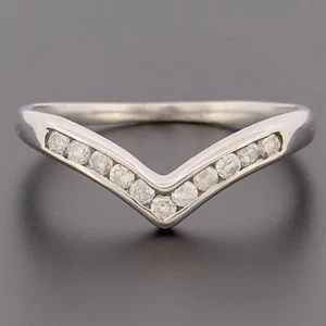 9ct White Gold Diamond Eternity Wishbone Ring Size R Hallmarked - Picture 1 of 10