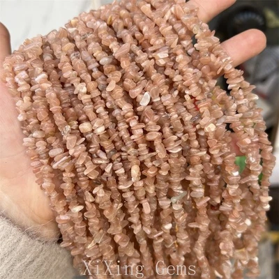 30 inch 3-5mm High Quality Natural Orange Sunstone Chip Beads for Jewelry Making - Image 1 of 4