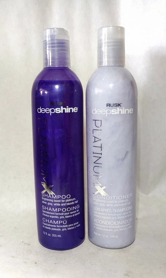 💜 RUSK DEEPSHINE PLATINUM BRIGHTENING BOOST Shampoo / Conditioner 12 oz DUO 💜 - Image 1 of 1