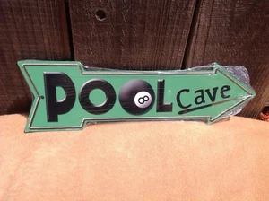 Pool Cave Hall This Way To Arrow Sign Directional Novelty Metal 17" x 5" - Picture 1 of 1