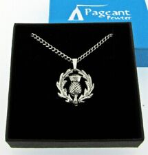 Scottish Thistle Silver Pewter Pendant On A Chain