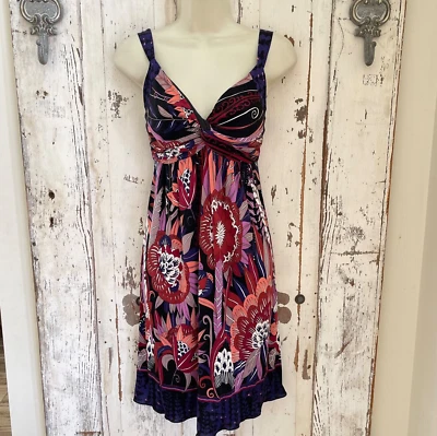 Elie Tahari Sz. XXS Womans Purple Coral Black Maroon Floral Cocktail Party Dress - Image 1 of 4