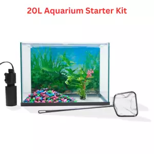 Aquarium Fish Tank Starter Kit Pack with Accessories and Free Shipping 20 L. - Picture 1 of 9