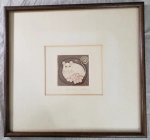 Carol Jablonsky 1939-1992 Radierung limitierte Auflage 8/30 Muttermaus 4 x 3,75 Zoll - Bild 1 von 5