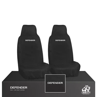 For Land Rover Defender 90 110 Heavy Duty Waterproof Black 2 x Front Seat Covers - Image 1 of 2