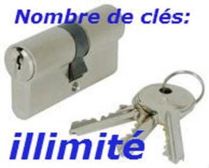 CYLINDRE SERRURE 3 CLES A VOS DIMENSIONS AVEC CLES EN QUANTITE ILLIMITEE - Foto 1 di 14