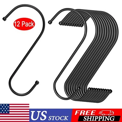 Упаковка из 12 черных металлических крючков S 6 дюймов высокопрочные подвесные растения кухонный шкаф хранение - Изображение 1 из 4
