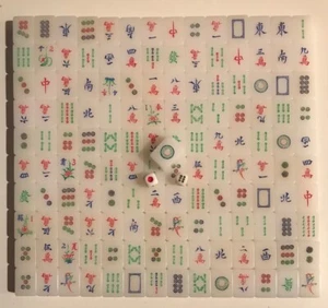 141 Mahjong Mah Jongg Tiles Dice Vintage - Picture 1 of 2