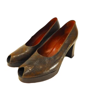 Joan Helpern Signature Shoes Womens UK 6 Brown Leather Peep Toe - Picture 1 of 19