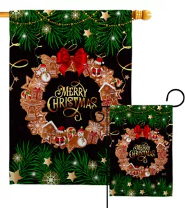 Christmas Wreath Garden Flag Winter Decorative Small Gift Yard House Banner - Picture 1 of 17
