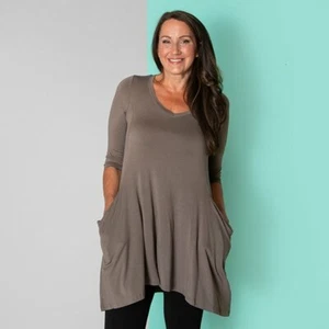 Join Longline Pocket Tunic Top mocha, grey black S 8-10, M 12-14 uk RRP-£34.99 - Picture 1 of 10