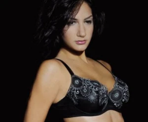 ALEGRO Sexy Dessous transparenter bestickter Bügel BH - schwarz und silber - 9010 - Bild 1 von 7