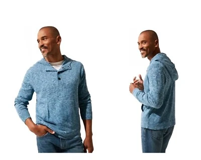 Banana Republic Linen Cotton Hoodie Sweater in Light Blue Heather Size L - Image 1 of 4