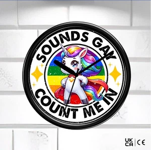 Gay Wall Clock Gay Pride Gift LGBTQ Novelty Unique Clock Birthday Gift - Picture 1 of 11