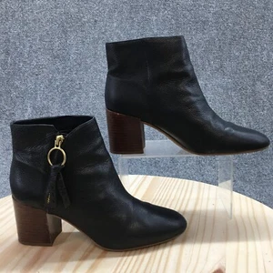 Franco Sarto Boots Womens 9.5 M Callahan Side Zip Heels Bootie Black Leather - Picture 1 of 20