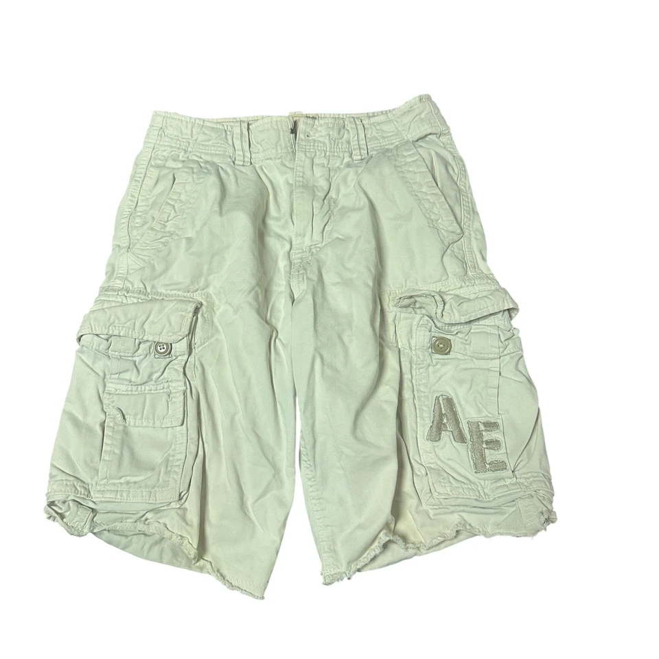 American Eagle Outfitters AE Cargo Shorts Mens 28 Longer Length Khaki  FLAW - Image 1 of 4