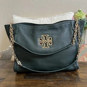 Bolso de Mano Tory Burch $475 Britten Convertible Cadena Slouchy Tri Compart Pablano Verde - Imagen 1 de 17