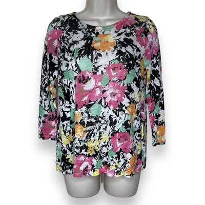 Suéter Top Lauren Ralph Lauren Lino Multi Floral Ligero Mujer Talla Pequeña Foto 1 de 4