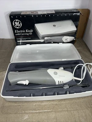 Juego de 4 cuchillos para tallar eléctricos GE para carne y pan tenedor estuche de almacenamiento 106612 Foto 1 de 4