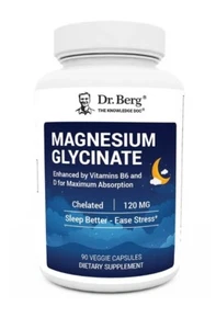 Dr. Berg's Magnesium Glycinate - Fully Chelated with Vitamin D & B6, 90 Veg Cap - Picture 1 of 3