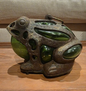 Antique"Frog" Garden Lantern - Cast Iron Glass - Picture 1 of 7