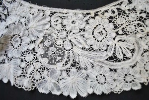 ANTIQUE LACE COLLAR MIXED LACE DUCHESSE BOBBIN LACE AND POINT DE GAZE HANDMADE - Picture 1 of 11