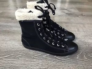 CONVERSE Womens Chuck Taylor All Star 7 Dainty Xhi Hi Top Black Suede Fur Shoes - Picture 1 of 12