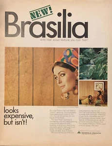 1967 Georgia-Pacific Brasilia Portelo Paneling PRINT AD Looks Expensive VTG 60s - Picture 1 of 5