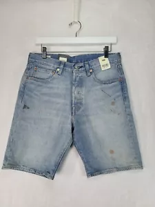 Pantaloncini jeans Levi's 501 XX uomo 31 bottoni fly denim blu chiaro invecchiati nuovi con etichetta - Foto 1 di 9