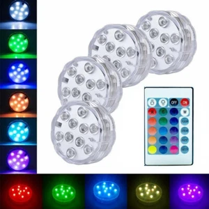 Underwater Submersible LED Lights RGB Remote Control Battery Operated Waterproof - Picture 1 of 12