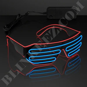 Occhiali LED ROSSO BLU EL WIRE Luci Sfumature Lampeggianti Rave Festival Party Neon - Foto 1 di 7