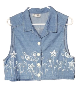 Damen Vintage Jeansweste - Cottagecore ärmellos Knopfleiste, 100% Baumwolle, USA - Bild 1 von 8