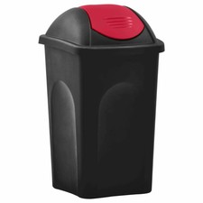 vidaXL Cestino dei Rifiuti con Coperchio Oscillante 60 L Nero e Rosso Secchio