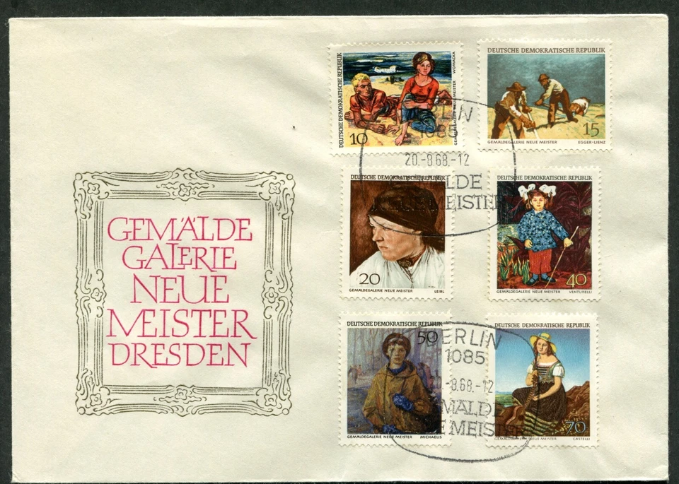 EAST GERMANY 1968, ART: PAINTINGS, DRESDA GALLERY, Scott 1042-1037 on F.D.C. - Image 1 of 1